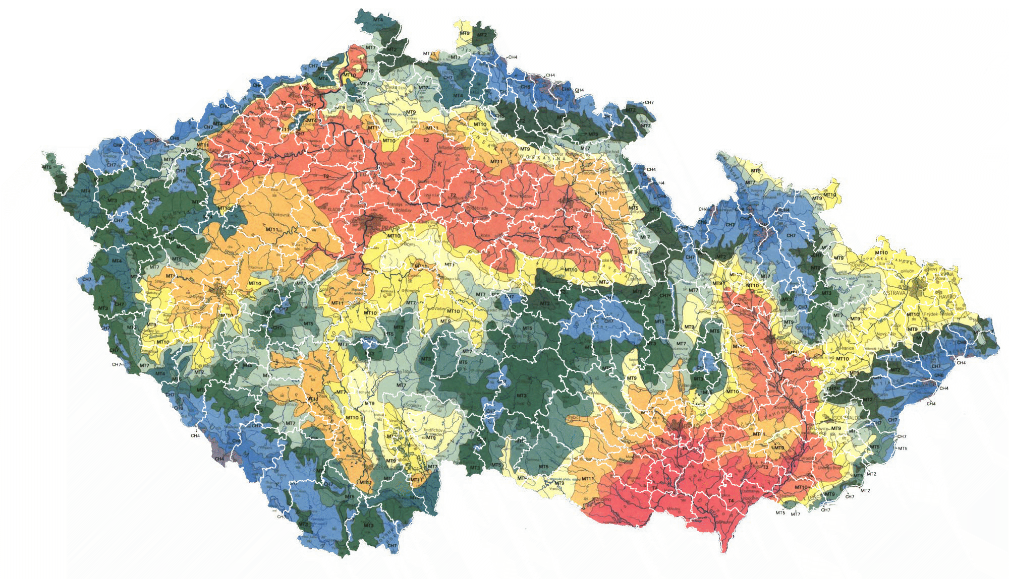 Zdroj: Quitt, E. (1971): Klimatické oblasti Československa, (data: Geografický ústav ČSAV, AOPK ČR) Zdroj: Quitt, E. (1971): Klimatické oblasti Československa, (data: Geografický ústav ČSAV, AOPK ČR)